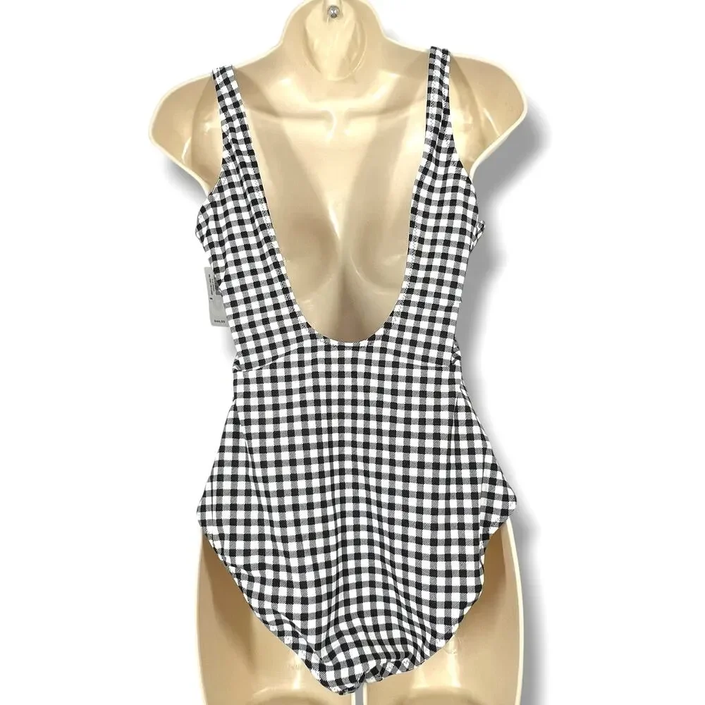 OLD NAVY NWT  Black & White Gingham One Piece Swim Suit  M  Beach Vacation